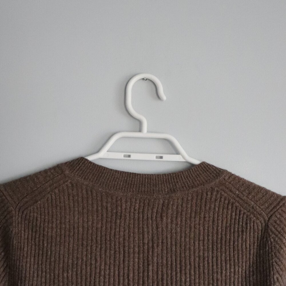 Gap Women's Sz M Brown Long Sleeve Crewneck Ribbed Knit Mini Sweater‎ Dress - Picture 6 of 11